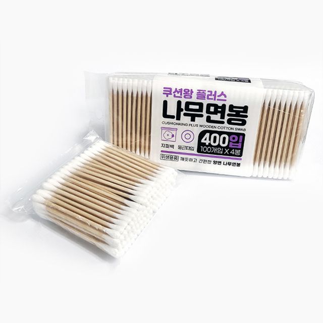 쿠션왕 플러스 지퍼백형 나무면봉 400P