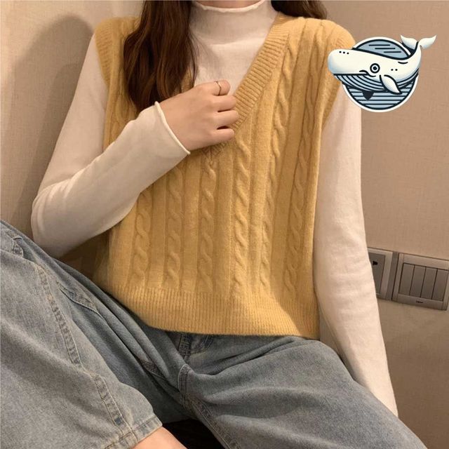 데일리 레이어드 니트 조끼 가벼운 꽈배기