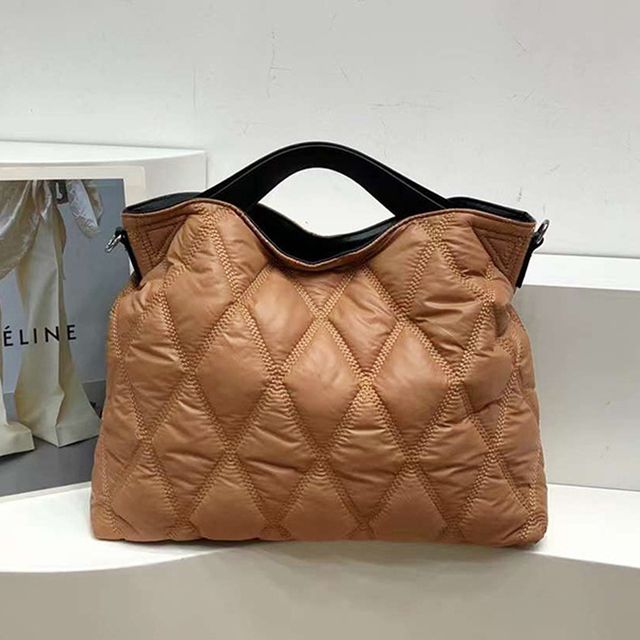 WL 여성 패딩 토트 크로스 백 데일리 손 가방 탄