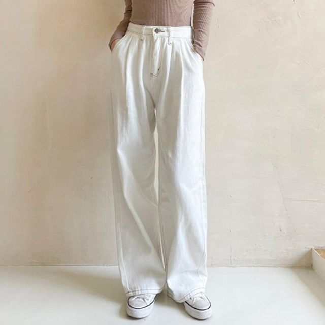여성 청바지 일자팬츠, 데일리 슬랙스 팬츠