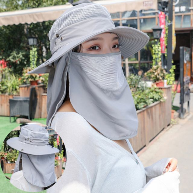 UPF50+ 메쉬 사파리 정글모자 그레이 - 자외선 차단 아웃도어 모자