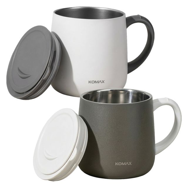 코멕스 원데이 스텐 머그컵 텀블러 360ml X 2종(화이트+브라운)