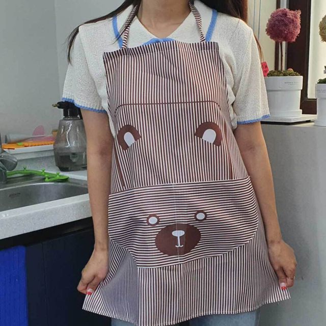 포켓형 귀여운 앞치마 커피색 어린이집 유치원
