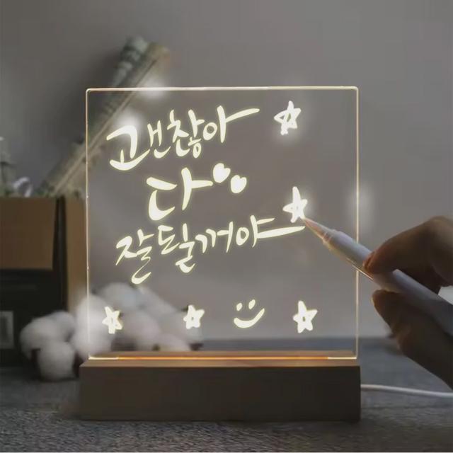 LED 메모 투명보드 스탠드 소형 15x15cm 메세지보드