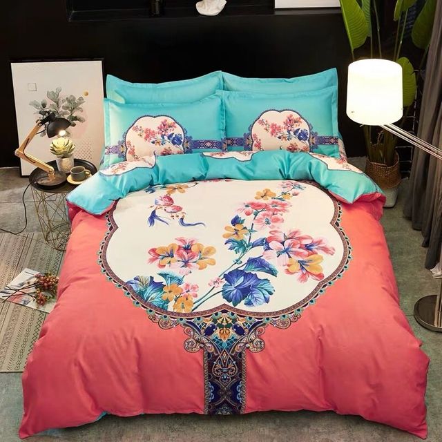 클래식 꽃 침구 세트 시트 pillowcases 이불 커버 세