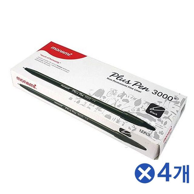 수성 모나미 플러스펜 검정 12개입x4개 일러스트용 사인펜
