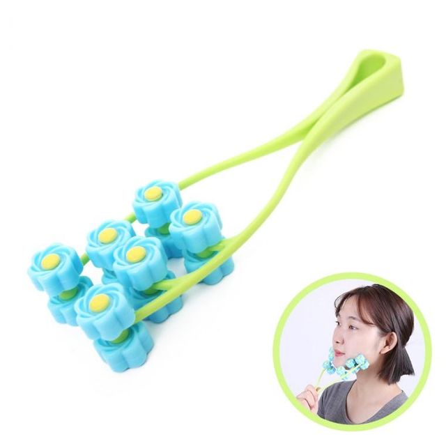 플라워 3단 페이스롤러 마사지기 작은얼굴 셀프마사지 붓기빼기