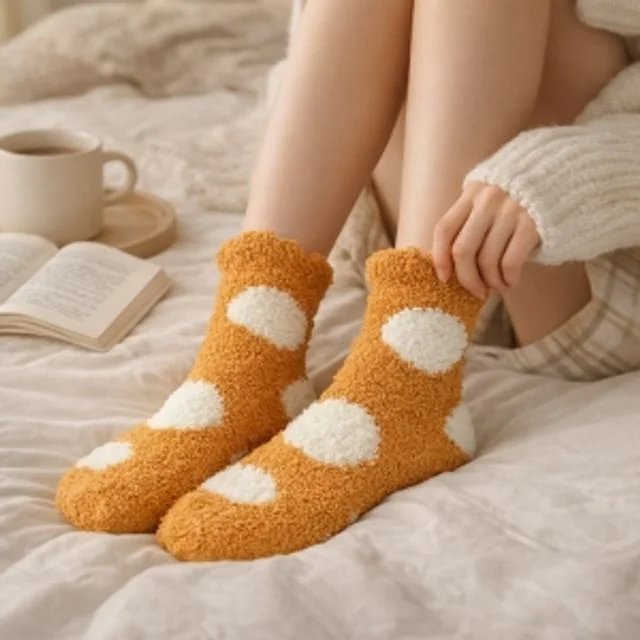 땡땡이보온수면양말포근한귀여운(오렌지)