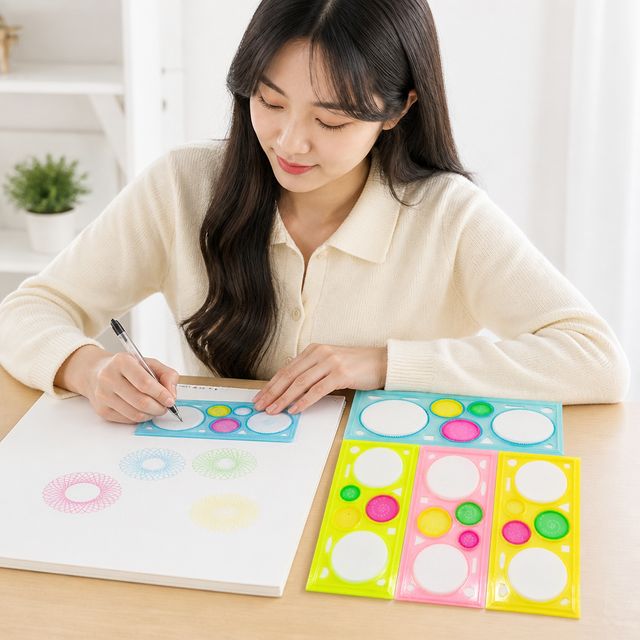 기어 모양자 그리기 도구 수학 교구 제도용품 1P