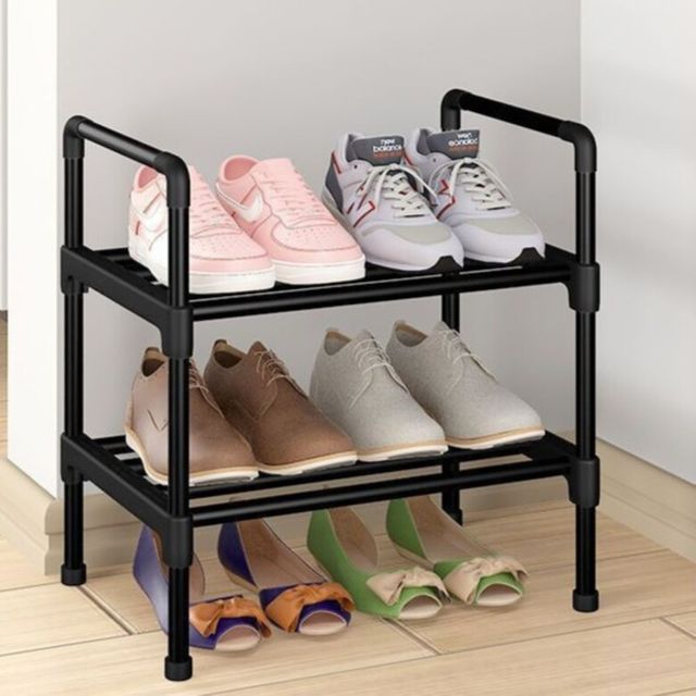 BenF Home 신발 정리대 2단 블랙 좁은 현관 미니 신발장 45cm