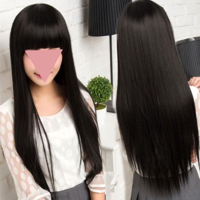 긴 생머리 가발 통 긴머리 롱 여자 인모