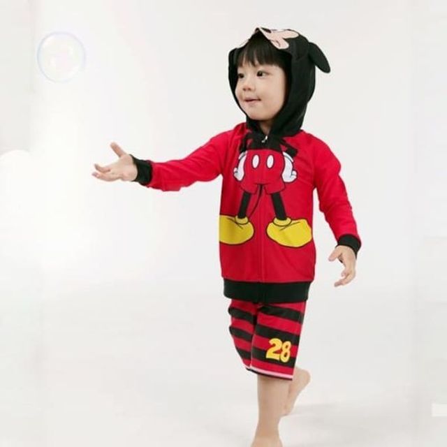 미키마우스 남아 수영복 세트 수모 래쉬가드 2P MS