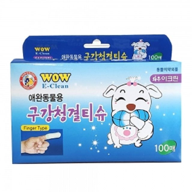 강아지 핑거 칫솔 애견 구강 관리 청결 티슈 100매