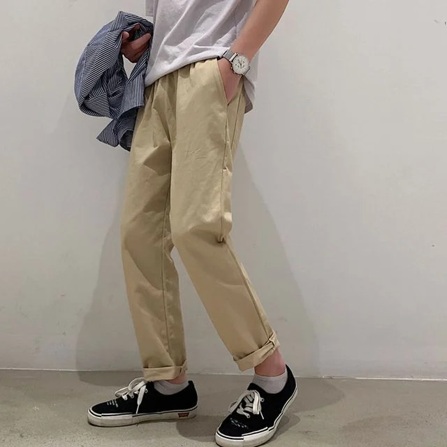 일자 밴딩바지 캐주얼팬츠 남자 데일리 면바지