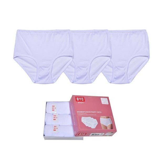 순면원단 소프트감촉 여성 백색 맥시팬티 3매입