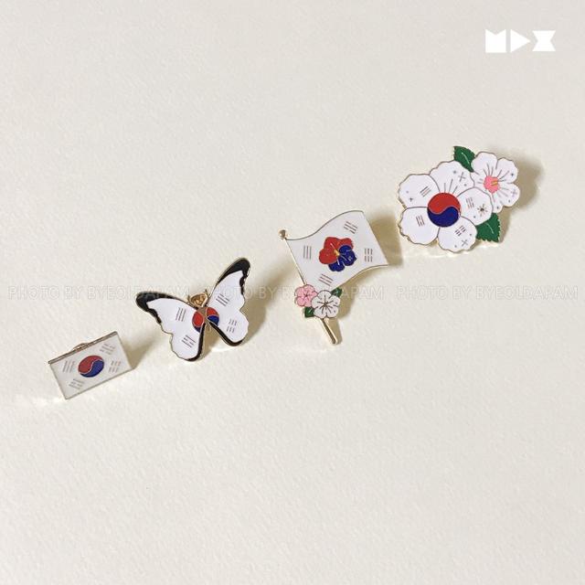 태극기 무궁화 깃발 나비 뱃지 우리나라 단체 학교