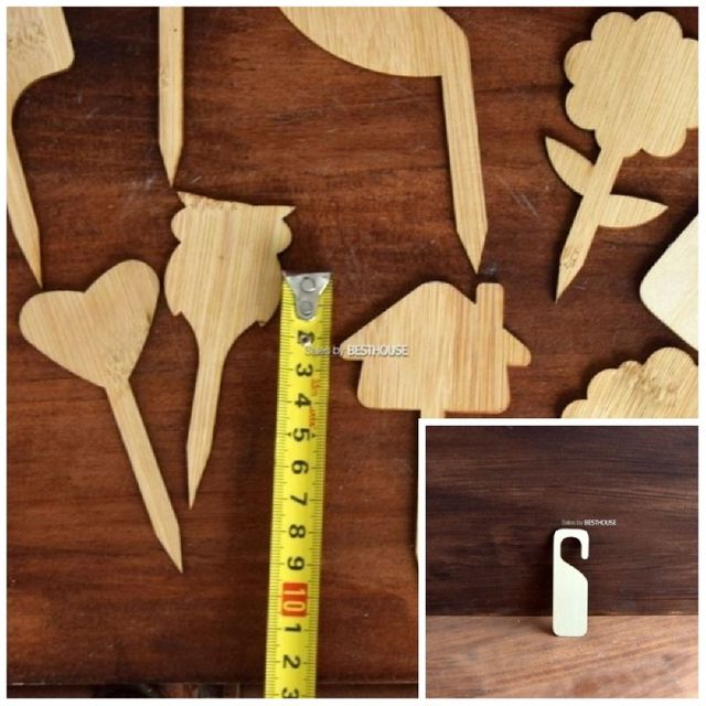 화분 데코레이션용 우드 이름표 10cm 대나무 하트 식물이름표 화분이름표 수목표찰 식물네임택