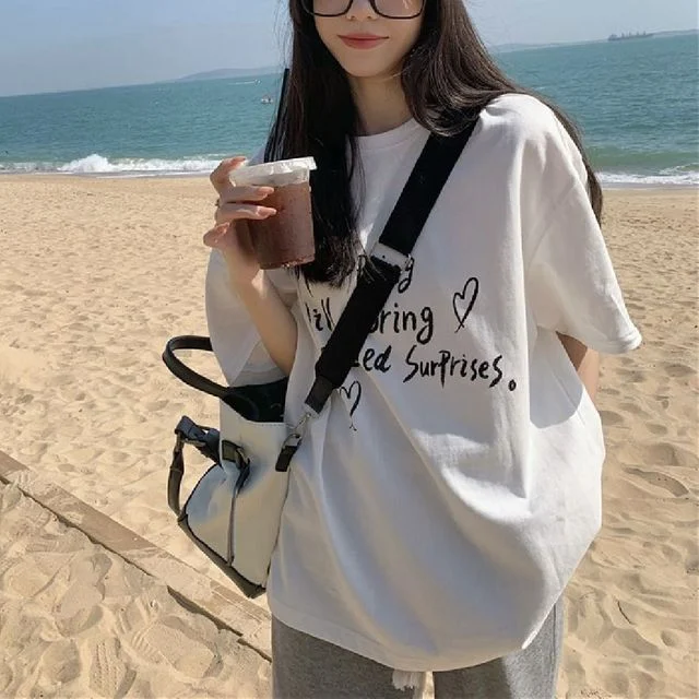 면티셔츠 루즈핏 레터링 데일리 티셔츠