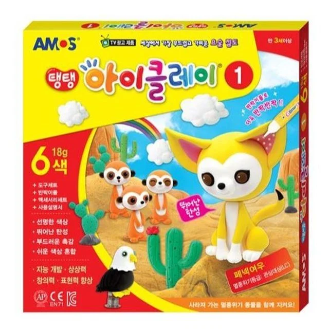 점토 만들기 세트 18그램 6컬러 클레이 세트 어린이 창작 미술 재료