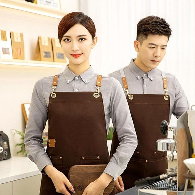 방수 바리스타 작업앞치마 카페용 캔버스 앞치마