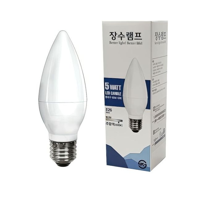 장수 LED 촛대구 촛대 전구 촛불 램프 E26 주광색 꼬마 실외