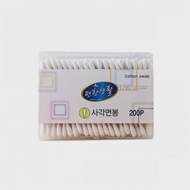 사각면봉 200개입 1P 나무면봉 일회용 귀이개 귀면봉