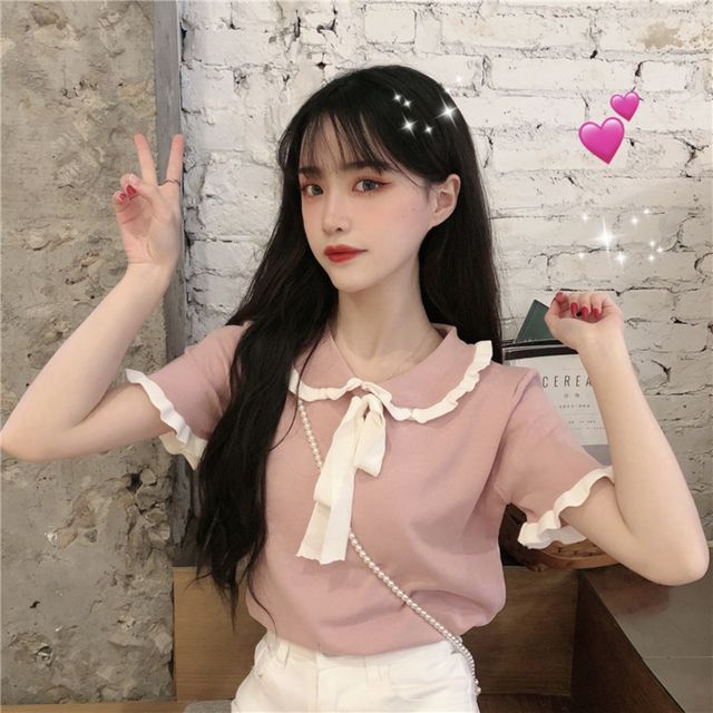 레이스 카라 리본 반발티 URD-042