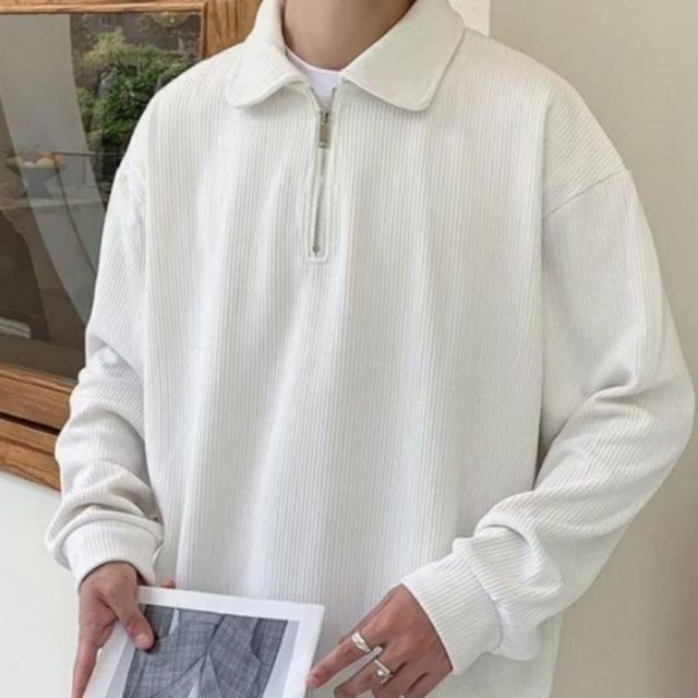 남자 카라 하프집업 니트 루즈핏 가을 겨울 데일리 긴팔 스웨터 오버핏 집업티셔츠