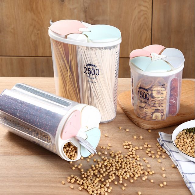 밀폐 1.5L 3칸 용기 잡곡통 레인보우