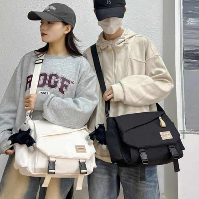 크로스백 가방 학생 메신저백 캔버스 키링