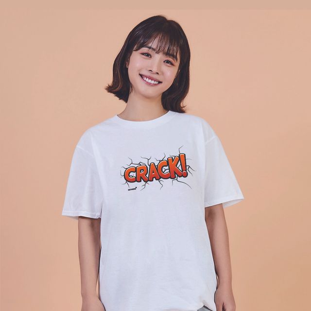 키밍 금 불화 CRACK 그래픽 캐주얼 반팔티