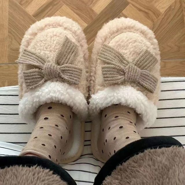 겨울 털 슬리퍼 거실화 사무실 방한 실내화 베이지
