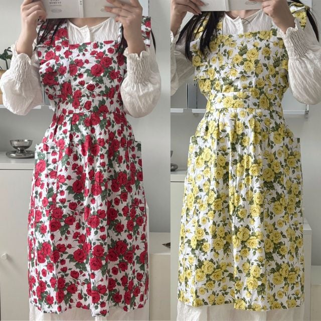 메르올린 프리미엄 순면 앞치마 미용실 카페 바리스타 주방 에이프런 어린이집 캔버스 빅사이즈 원피스