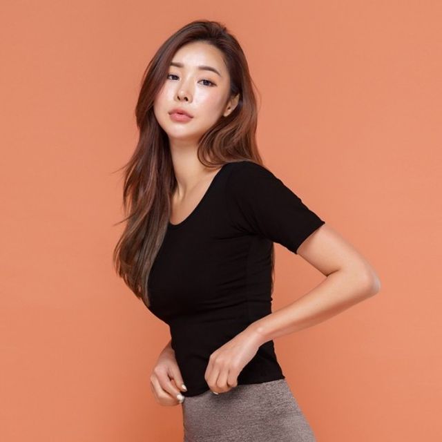 솔리드 볼륨 BK 패드 반팔티셔츠 브라패드 P6066