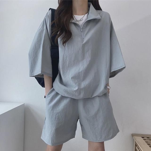 3color 캐주얼 하프집업 바람막이 세트