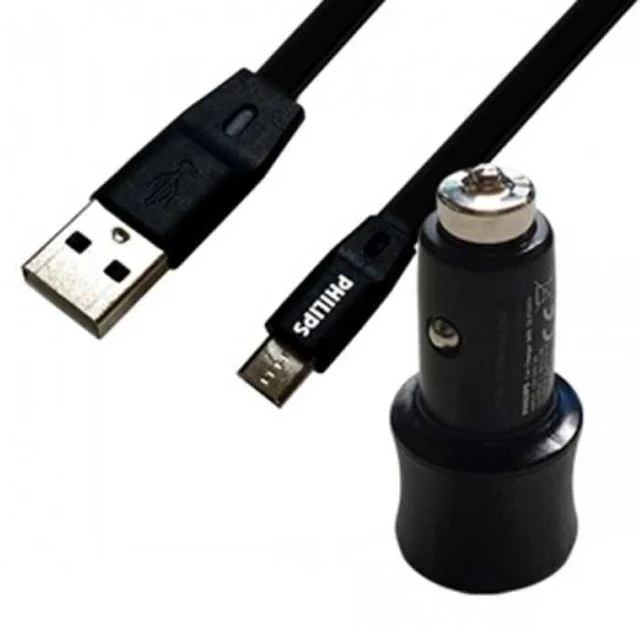 필립스 차량용 USB 2구 충전기 5핀 케이블 포함