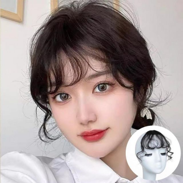 S컬 웨이브 가발 앞머리 헤어피스 옆머리 펌 시스루뱅 붙임머리 곱슬 헤어스타일