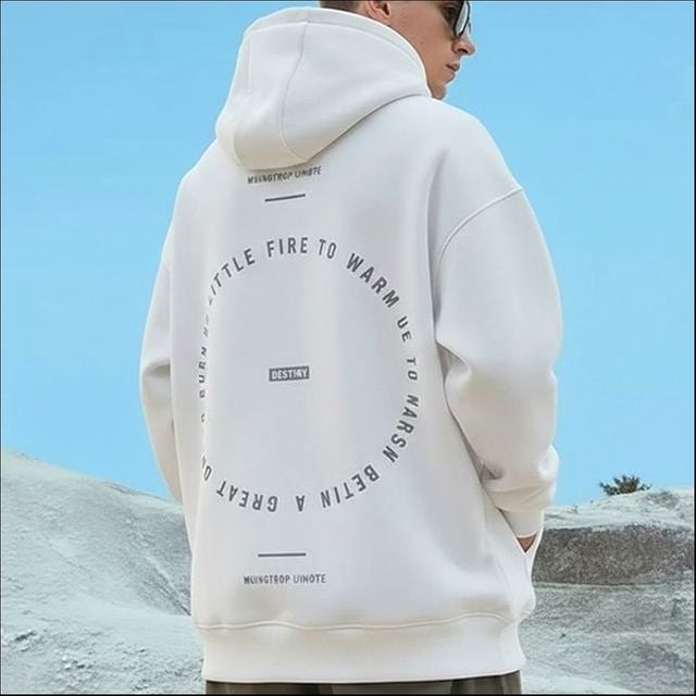 남성 기모후드티 루즈핏 레터링 데일리 캐주얼 상의 2색