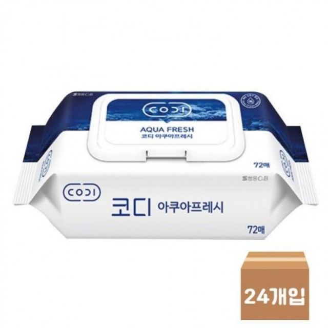 24개입 캡형 박스 72매 코디아쿠아후레쉬물티슈 쌍용