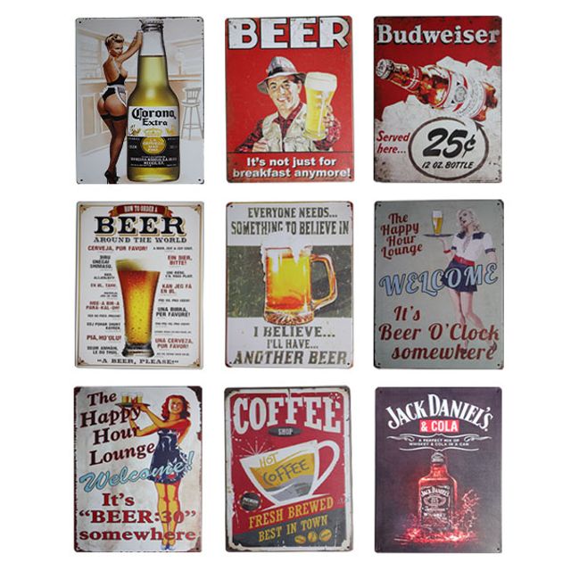 빈티지 벽장식 주석판 (Coffee-Beer)