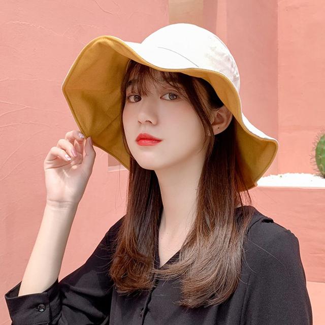 여성 미니멀 플라워 양면 챙모자 여름 벙거지 모자