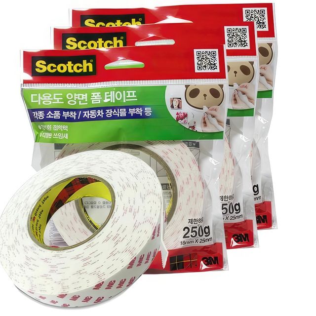 3M 강력 양면테이프 다용도 부착 고정 접착제 폼테이프 욕실 주방용