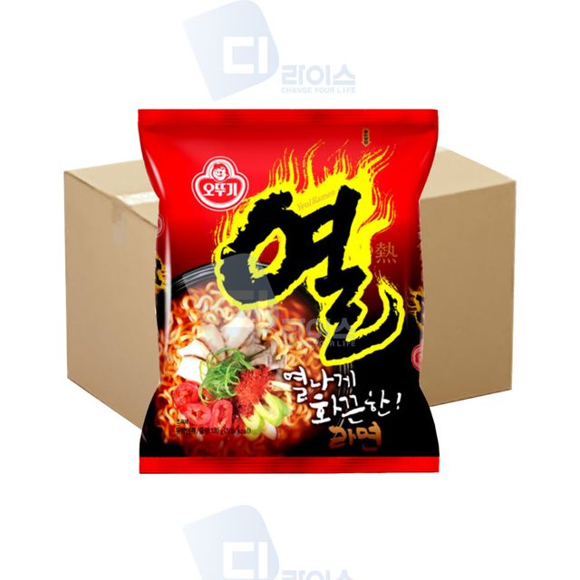오뚜기 열라면 120g 40봉 봉지면 화끈한 매운라면