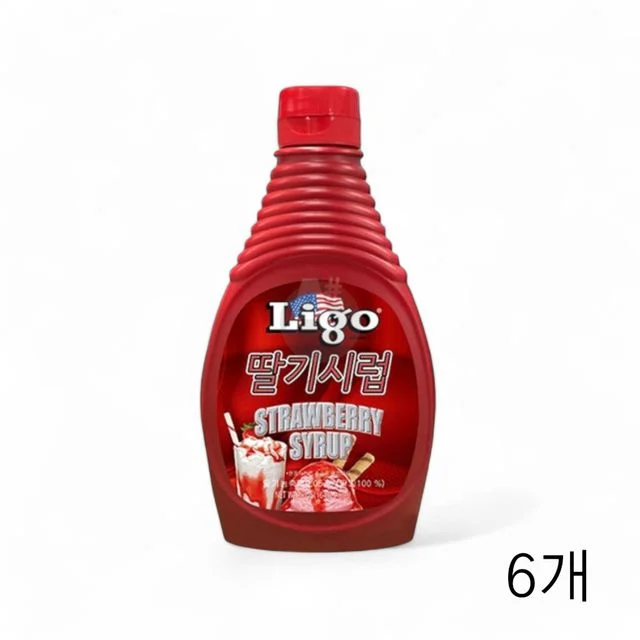 WL 리고 딸기시럽 585g X 6개 과일시럽 빙수재료 음료시럽 카페 토핑시럽 딸기라떼 요거트