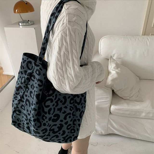 여성 레오파드 토트백 빅사이즈 데일리 스트릿 가방