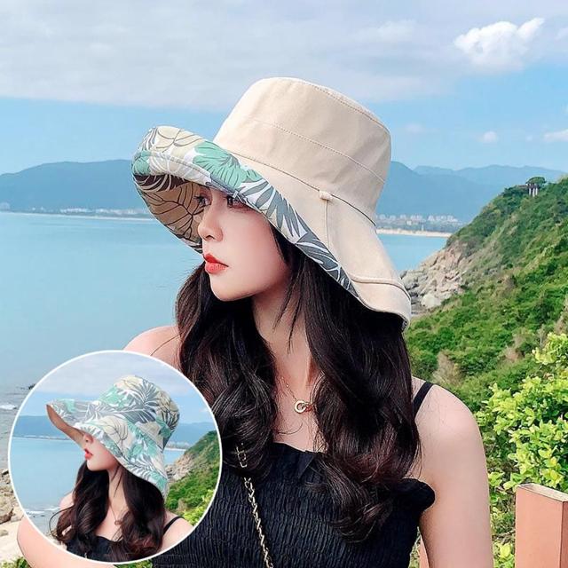 버킷 양면 여성 챙모자 - 사파리 모자 자외선 차단