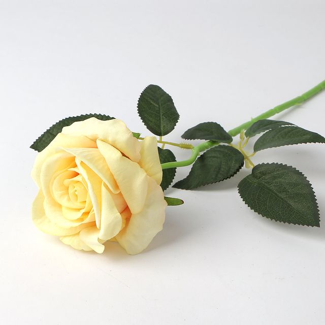로즈가든 벨벳 장미 조화 옐로우 인조꽃 장식