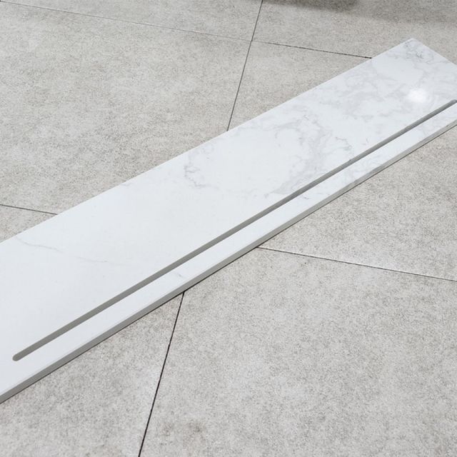 화이트 인공석 욕실 벽걸이 일자 선반, 수납 정리용품