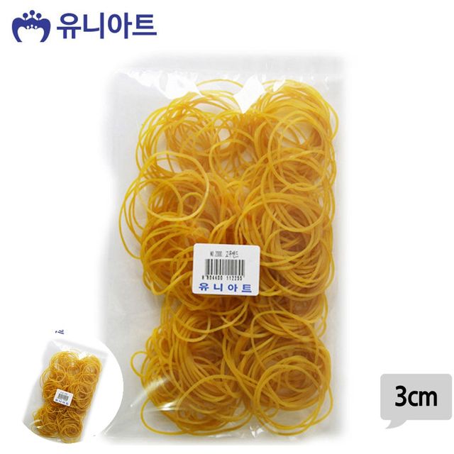 헤어머리끈 헤어고무줄 노랑 고무줄 3cm