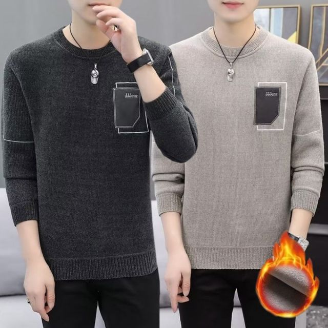남성 골덴 기모 안감 라운드넥 긴팔 티셔츠 겨울 데일리 캐주얼 루즈핏 상의
